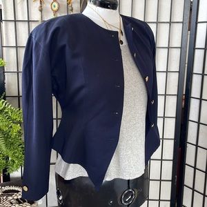 Wool Collarless Blazer